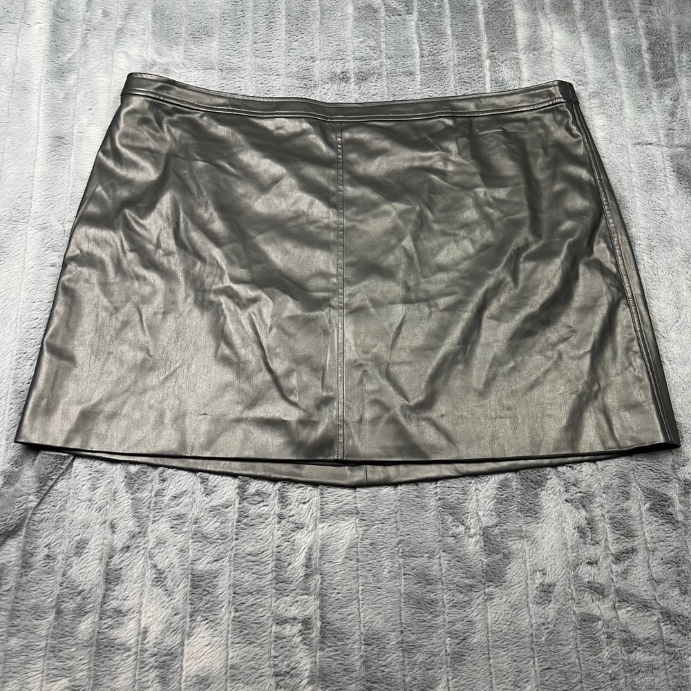 J.Crew Collection Black Faux Leather Mini Skirt BL063 Womens Size 24 NEW